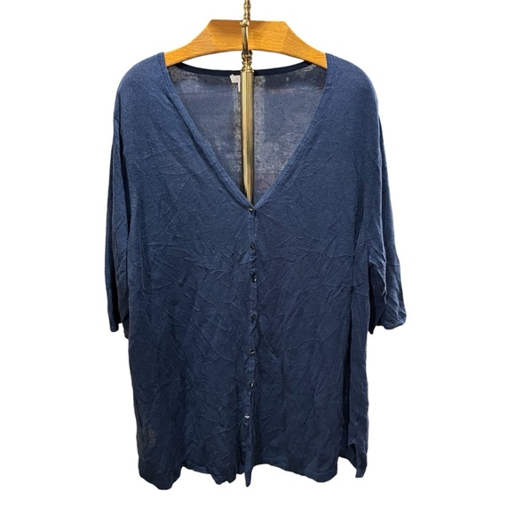 JJILL ~ Navy Blue Linen Modal Blend Cardigan 3X - Picture 1 of 9